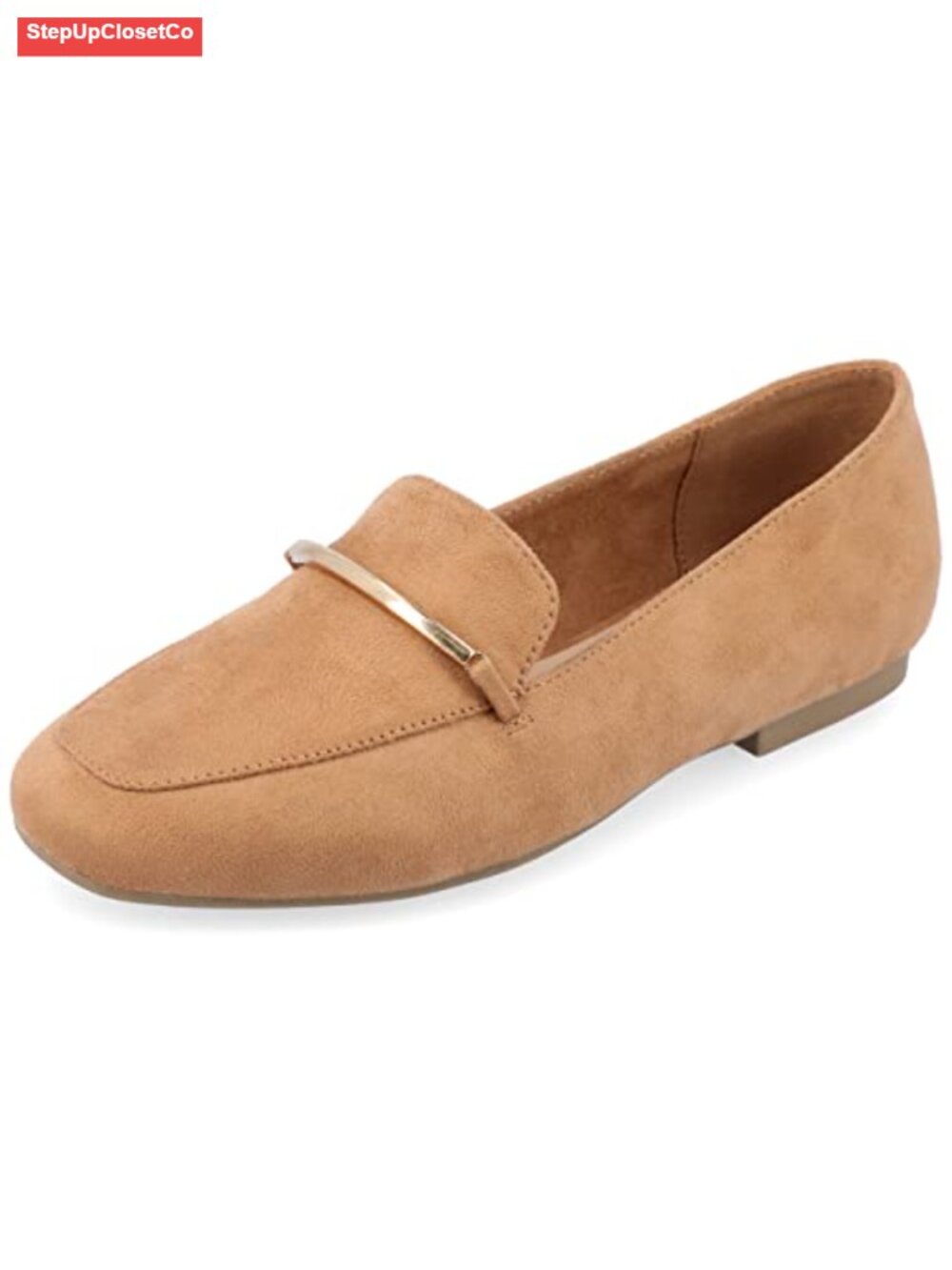 Womens Loafer Flat Square Toe Slip-On Block Heel Faux Leather Comfort Dress Shoe